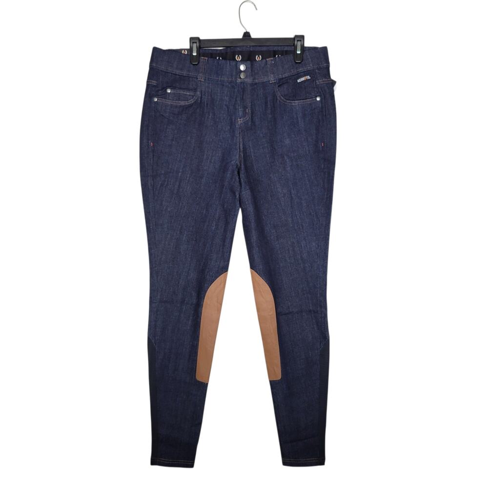 Kerrits Denim Breech Womens XL Stretch Knee Patch 36x31 Blue Equestrian Jeans